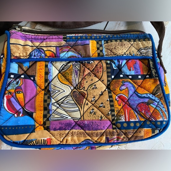 LAUREL BURCH quilted abstract love horses purse crossbody bag colorful 90s patch - Picture 3 of 15